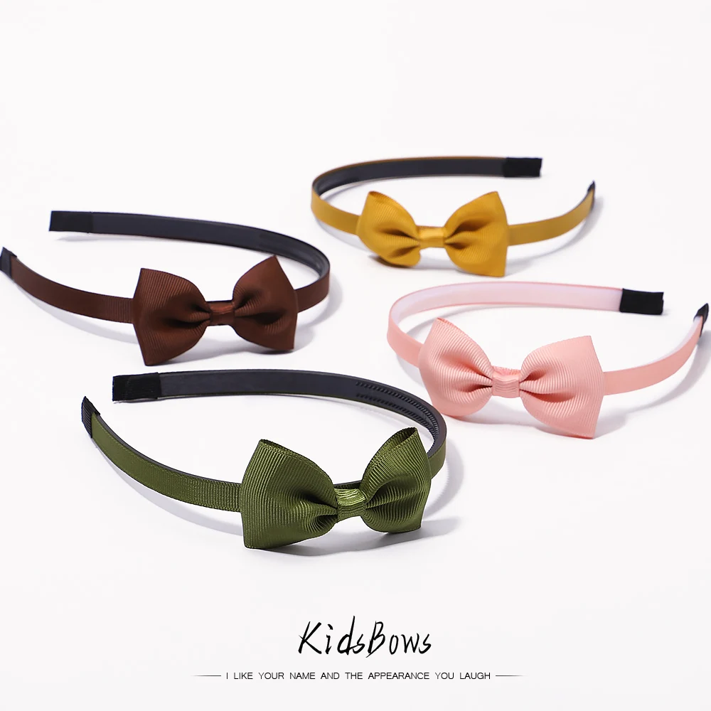 Top Trends: 1pcs Cute Solid Color Ribbon Handmade Hair Bows Hair Bands For Girls Headband 20 Colors Cute Children Kids Baby Hair Accessories Shoppable Styles