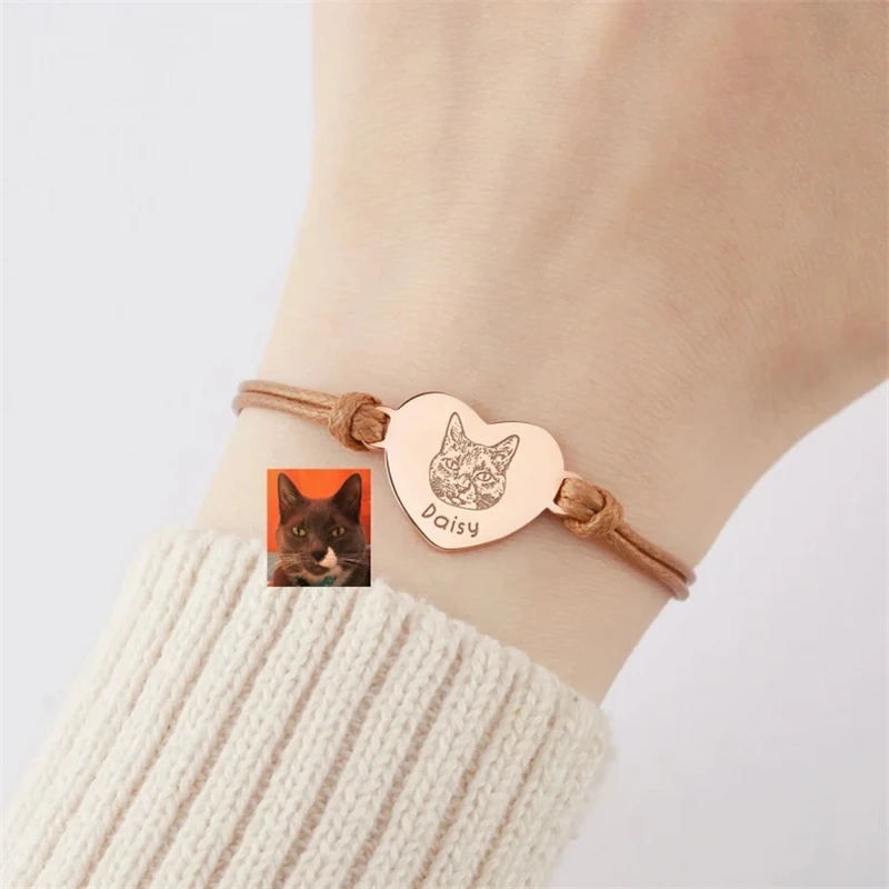 Top Trends: Custom Pet Portrait Bracelet For Women Personalized Dog Photo Stainless Steel Adjustable Pet Owner Lover Bracelet Gift Jewelry Shoppable Styles - Image 2