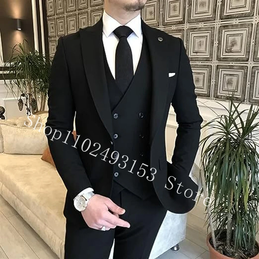 Top Trends: Male Blazers 3 Pieces Black Suits For Men Formal Wedding Suits For Men Business Groom Wear Tuxedos Jacket Trajes De Hombre Shoppable Styles