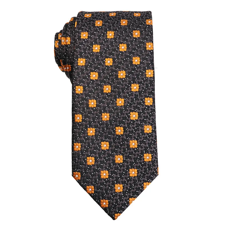 Top Trends: 148*7.5CM Orange Yellow Series Cashew Flower Plaid Leaf Business Tie Men's Bright Color Tie Retro Fashion Bowtie Collared Shirt Shoppable Styles - Image 5