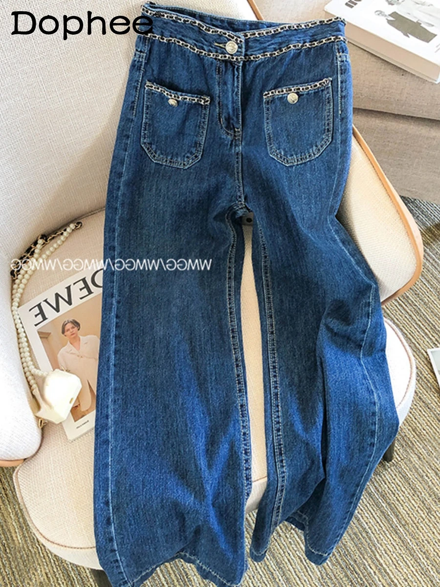 Top Trends: Popular Chain Decoration Loose Baggy Jeans For Women's High Waist Casual Cotton Stretch Denim Pants 2023 Spring New Pantalones Shoppable Styles