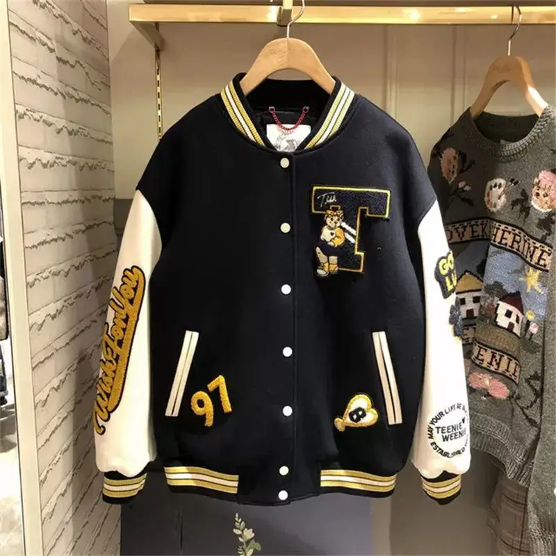 Top Trends: 2022 New Ins Jacket Female Spring And Autumn Loose Trendy Brand Hit Color Autumn Jacket Retro Y2K Men And Women Baseball Uniform Shoppable Styles