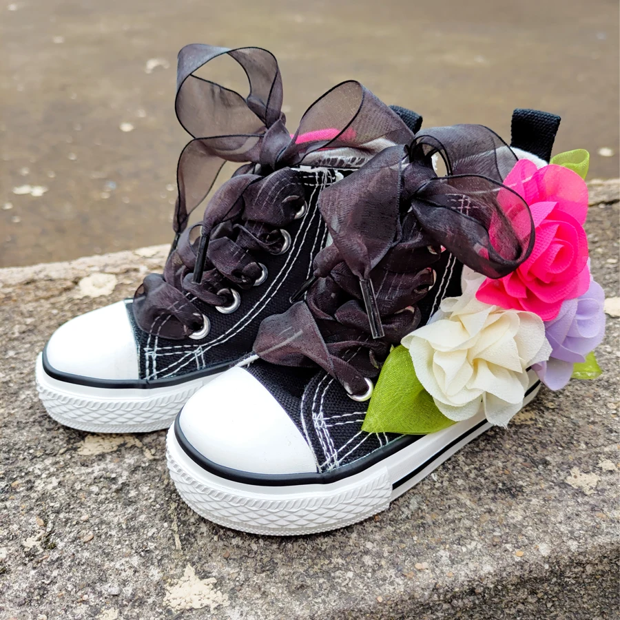 Top Trends: Four Season 1-6T Children DIY Flowers Vulcanized Shoes 6-12M Baby Girls Hand-Made Designer Floral Canvas Shoes For Kids Shoppable Styles - Image 6