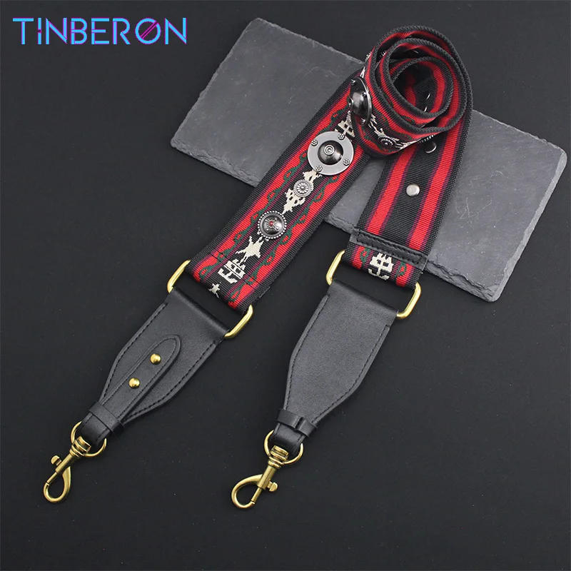 Top Trends: TINBERON Saddle Bag Replacement Canvas Shoulder Bag Strap Vintage Rivet Crossbody Shoulder Straps Leather Bags Part Accessories Shoppable Styles