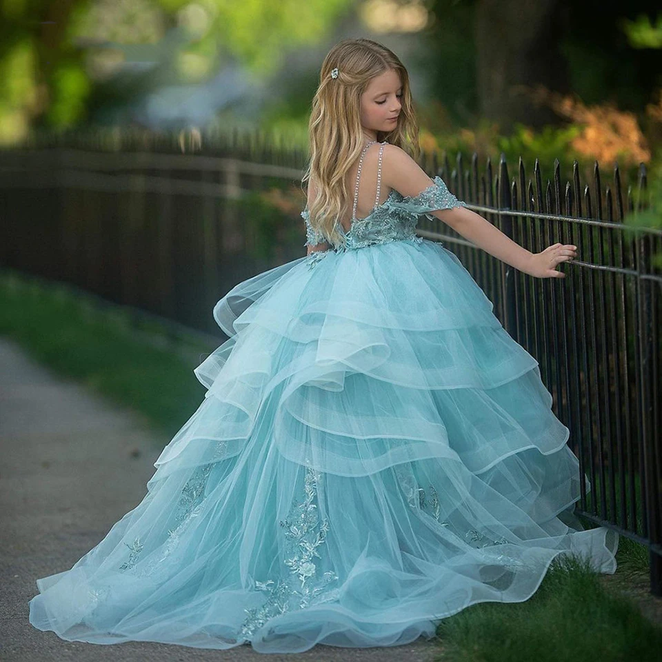 Top Trends: Puffy Flower Girl Dresses Off The Shoulder Princess Dress Tulle Puffy First Communion Dress Cute Kids Dress Shoppable Styles