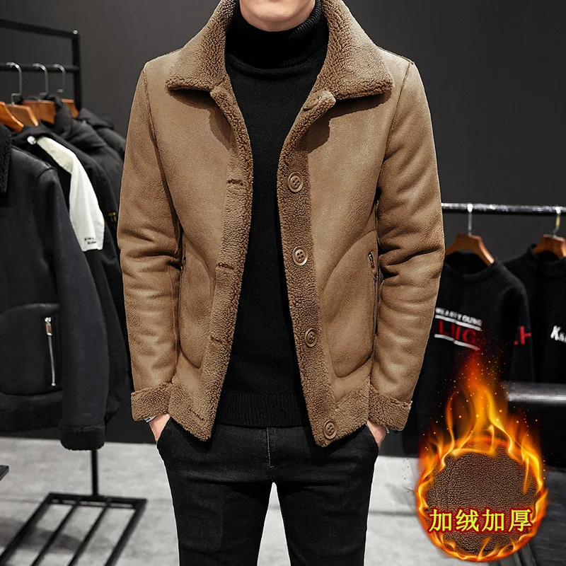 Top Trends: M-8XL 2022 Winter New Lamb Wool Coat Lapel Loose Warm Men Outerwear Fashion Casual Thicken Male Can Be Worn On Both Sides Jacket Shoppable Styles