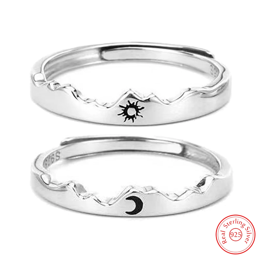 Top Trends: Solid 925 Sterling Silver Women's High Quality Fashion Jewelry Wave Sun Moon Couple Ring For Men XY0304 Shoppable Styles