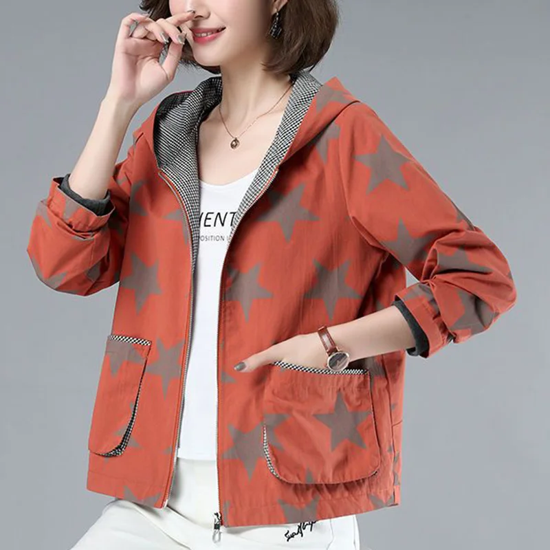 Top Trends: Fashion Hooded Spliced Pockets Loose Printed Casual Coats Women&#039;s Clothing 2023 Autumn New All-match Tops Commute Jackets Shoppable Styles