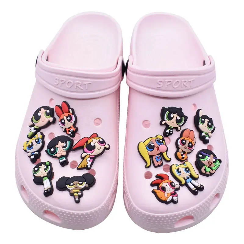 Top Trends: 1pcs Single Sale Power Girls PVC Shoe Buckle Sneakers Souvenir Croc Charms Cartoons Decorations Kids Girls Party X-mas Gifts Shoppable Styles