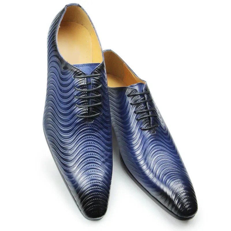 Top Trends: Men Shoes Luxury Oxford Shoe Genuine Leather Handmade Black Blue Prints Lace Up Pointed Toe Wedding Office Formal Dress Men Shoe Shoppable Styles