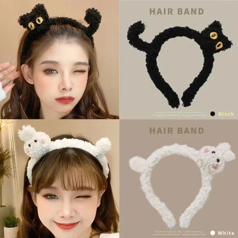 Top Trends: Cat Ear Headband For Women Hair Hoop Band Girl Fashion Hair Accessories Wash Up Plush Furry Bear Ear Costume Headwear Barrettes Shoppable Styles