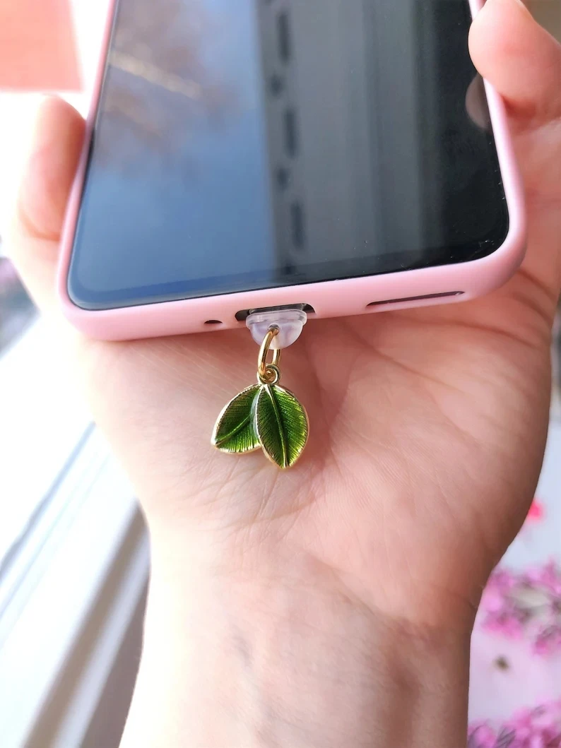 Top Trends: Leaf Dust Plug - Cute Green Leaf Charm - IPhone And Android Dust Plug - Plant Lover Charm - Mobile Phone Dust Plug Small Pendant Shoppable Styles