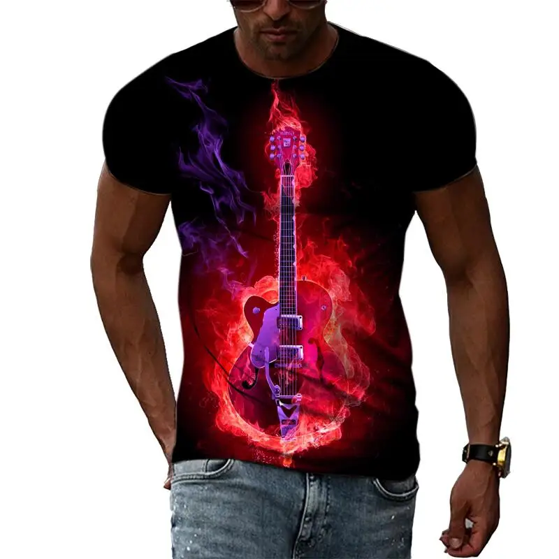 Top Trends: Summer Fashion Graphics Music Guitar T-Shirts For Men Casual 3D Print Tees Hip Hop Harajuku Personality Round Neck Short Sleeve Shoppable Styles - Image 6