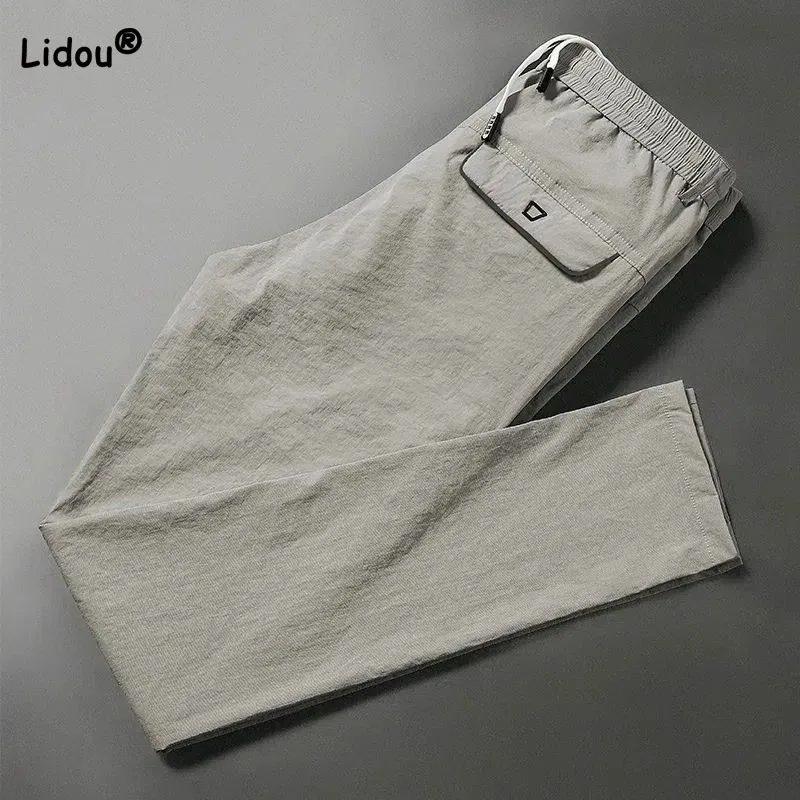 Top Trends: Male Clothes Fashion Solid Color Pockets Casual Pants 2023 Summer Casual Comfortable Elastic Waist Drawstring Trousers For Men Shoppable Styles