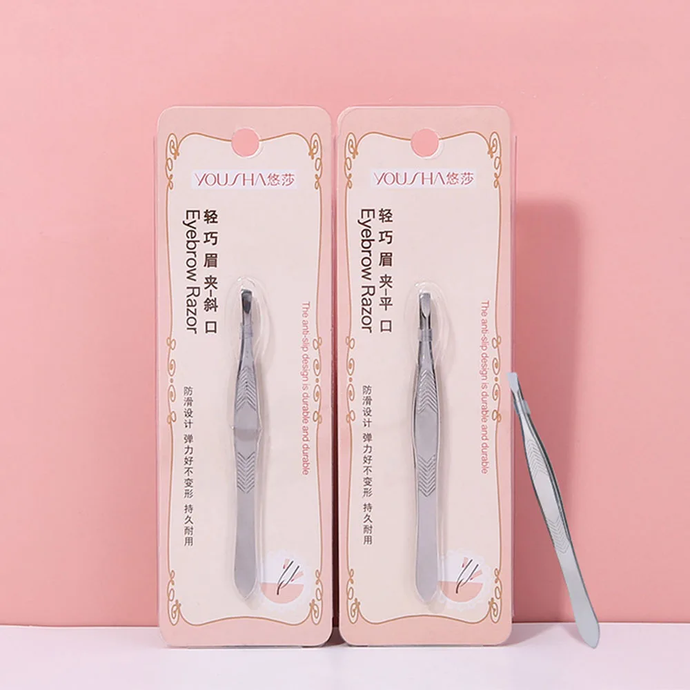 Top Trends: Professional Stainless Eyebrow Tweezer Forcep Eyelash Extension Clip Trimmer High Presicion Tweezers Makeup Tool Bevel And Flat Shoppable Styles