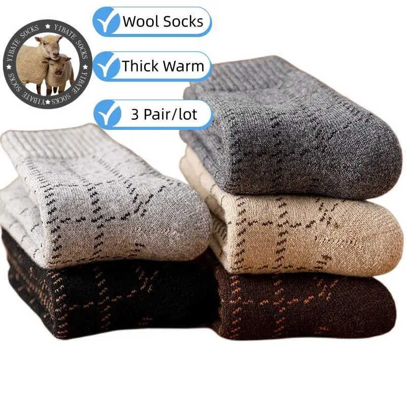 Top Trends: 3 Pair Winter Men&#039;s Wool Socks Thick Warm Fashion Merino Wool Socks Men Long Business Casual Socks Shoppable Styles