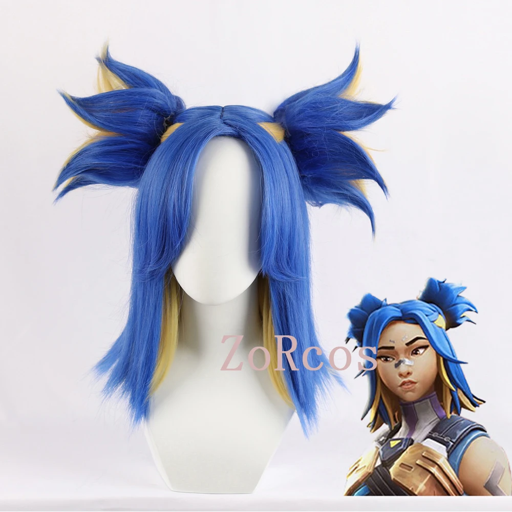 Top Trends: Game Valorant Neon Cosplay Wig Short Blue Cosplay Wigs Heat Resistant Synthetic Hair Halloween Role Play Wigs + Wig Cap Shoppable Styles