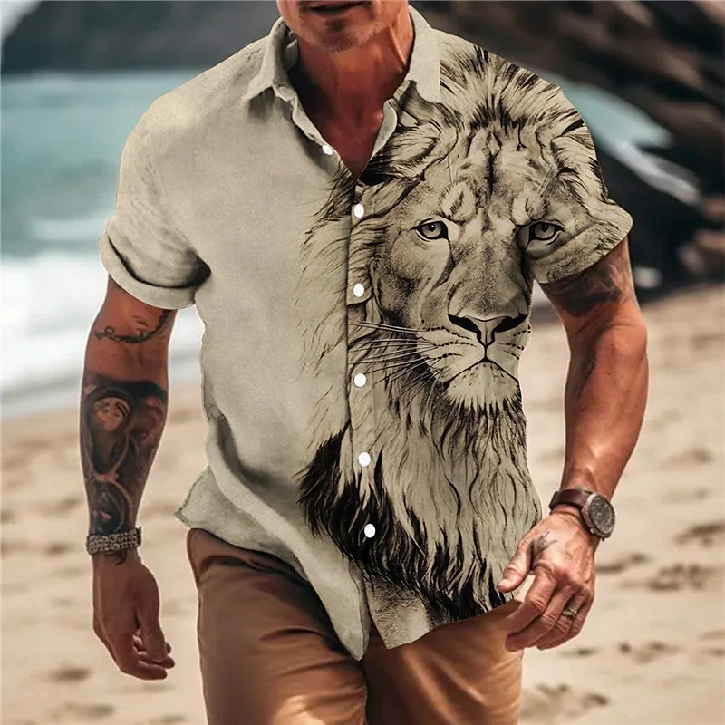 Top Trends: Unisex 2022 Summer Hawaiian Shirt Men 3d Animal Print Shirt Men And Women Tiger Pattern Short Sleeve Loose Breathable Top 5xl Shoppable Styles