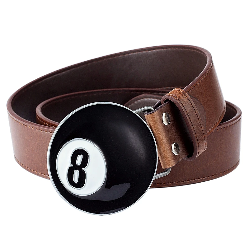 Top Trends: 8 # No. 8 Billiards Round Belt Buckle Casual Leather Belt Snooker Sport Nine Ball Pool Shoppable Styles