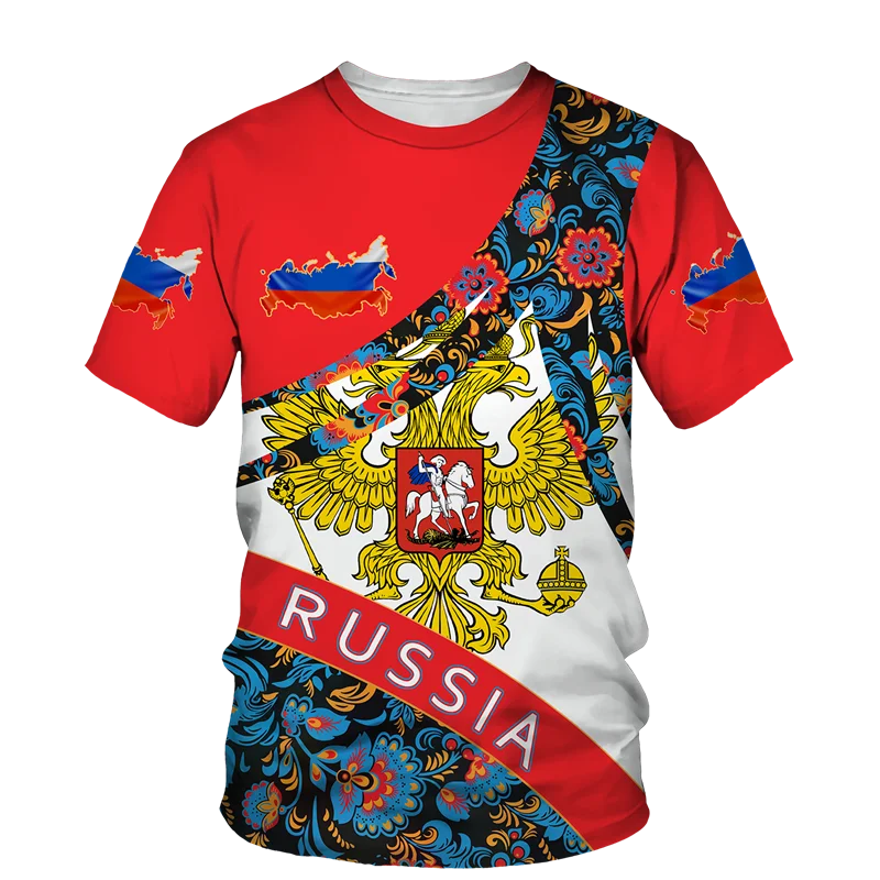 Top Trends: Summer Men's T-Shirt Russian Flag Print Short Sleeve Crew Neck Clothing Men's Fashion Street Top Tee Oversized Casual T-Shirt Shoppable Styles - Image 4