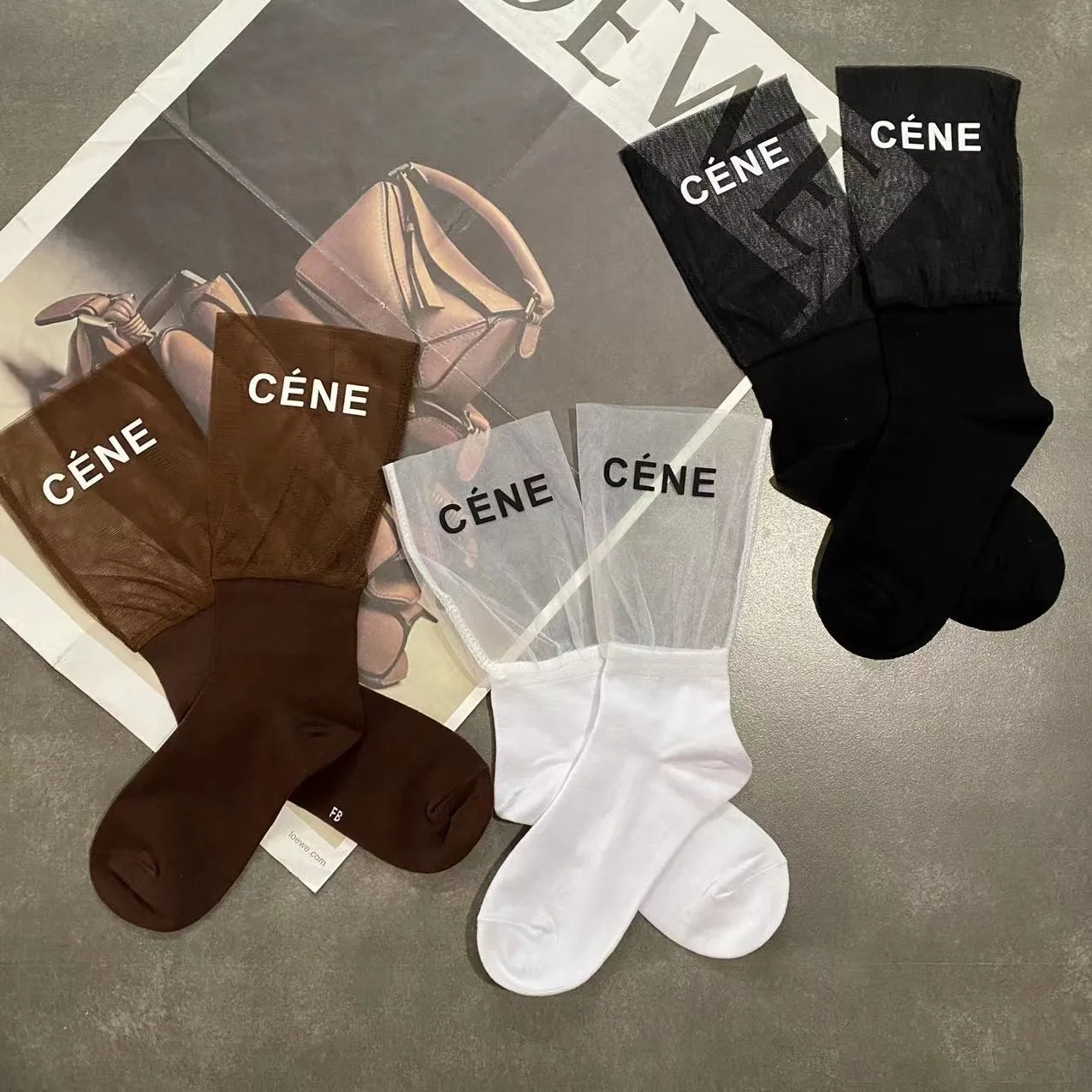 Top Trends: 2023 Summer New Socks Women's Mesh Patchwork Letter Printed Mid-tube Socks Foreign Air Pile Socks Personality Socks Shoppable Styles