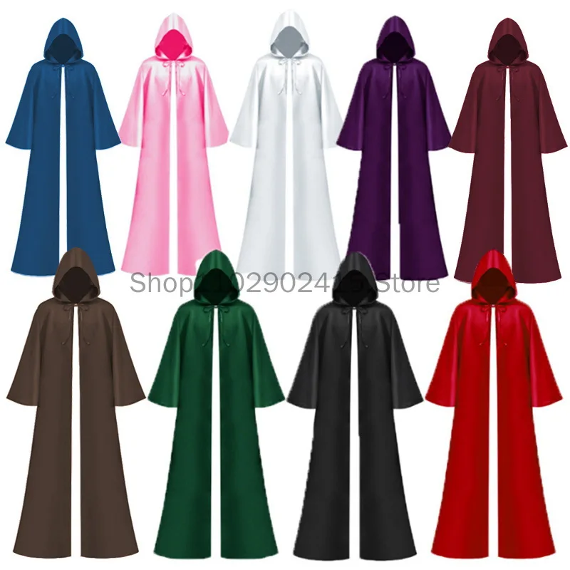 Top Trends: Medieval Men Women Tunic Hooded Robe Cloak Knight Cosplay Costume Wizard Vampire Robe Cloak Cape Monk Fancy Halloween Shoppable Styles