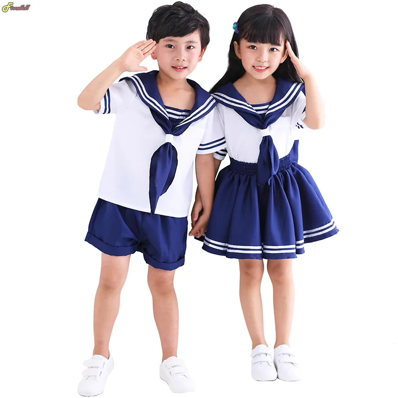 Top Trends: Japanese Anime Navy Sailor Costume Uniform Blue For Girls Boys Halloween Party School Fancy Dress Bow Tie Shoppable Styles