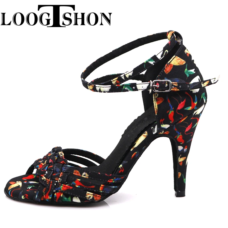 Top Trends: Loogtshon 2021New Style Latin Dance Shoes Salsa Ladies Satin Soft Sole Fashion Dance Sandals Prom Shoes 7.5-10CM Heel Shoppable Styles