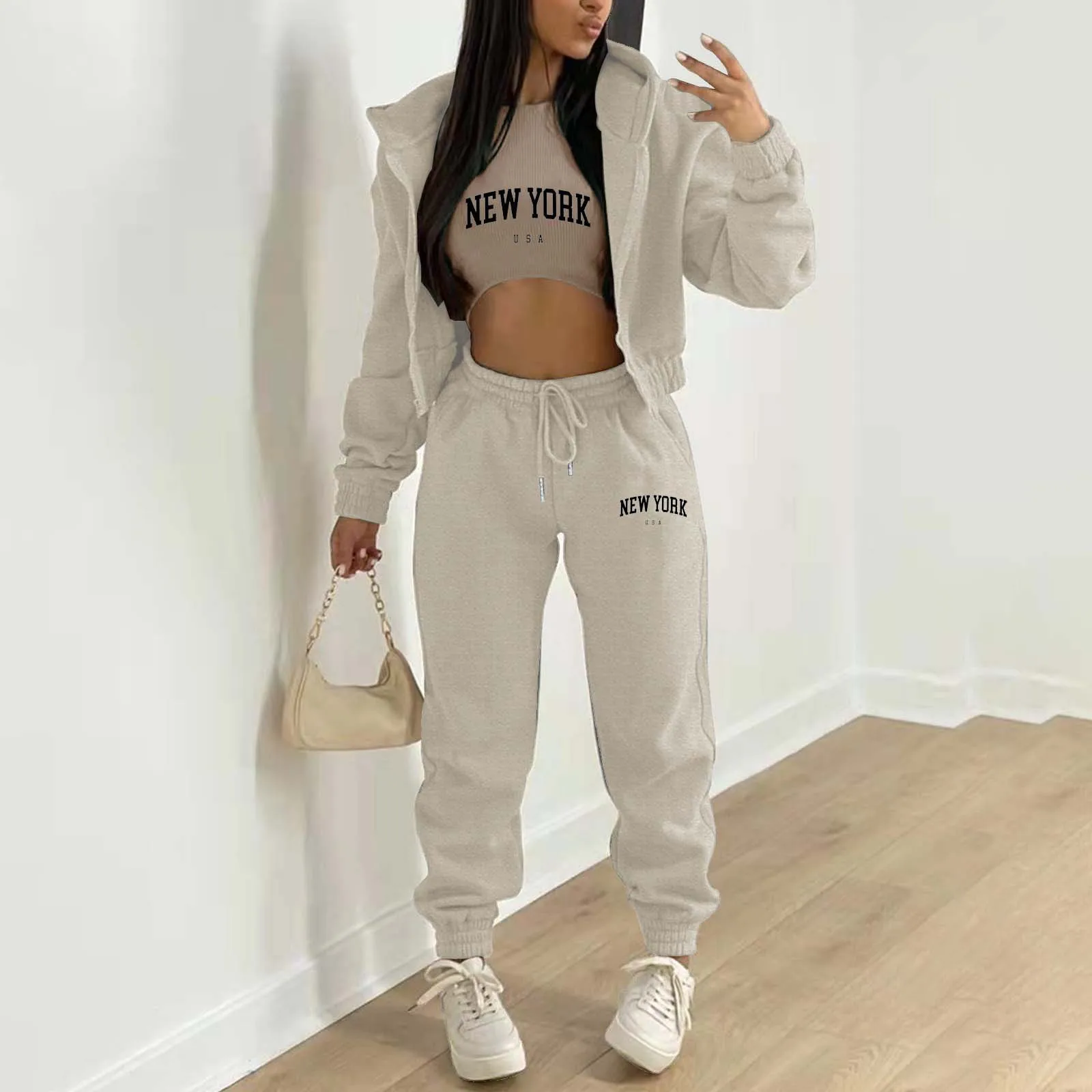 Top Trends: Women&#039;s Velvet Sweatshirt Alphabet Print Hooded Athleisure Set (3-Piece Set) Two Piece Sets Womens Outifits Skirt Sets Shoppable Styles