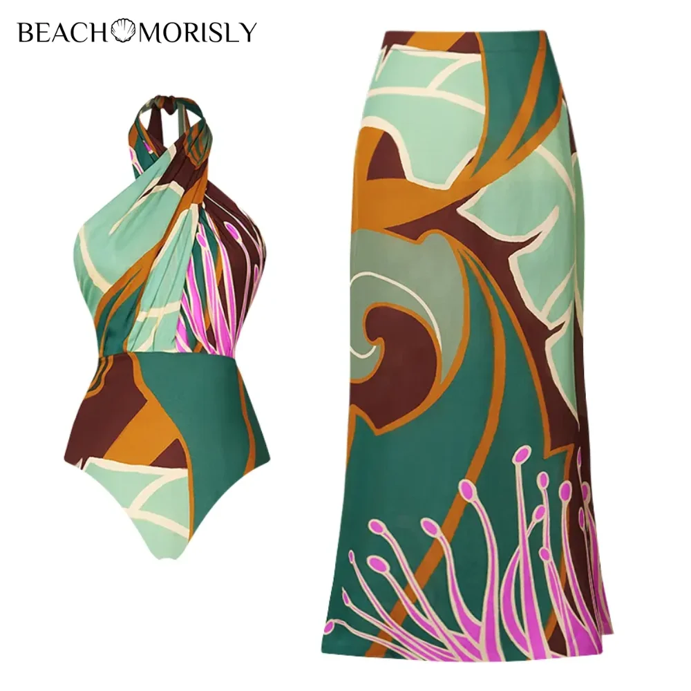 Top Trends: 2024 Women&#039;s Swimsuit Halter Printed One Piece Swimsuit And Skirt Summer Swimwear Women Beachwear Bathing Suit Bikini Tankini Shoppable Styles