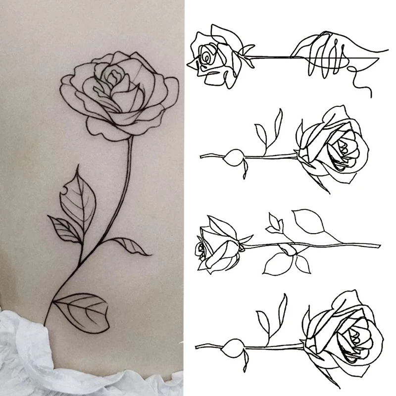 Top Trends: Temporary Tattoo Stickers Men Women Waterproof Black Tattoo Flower Rose Butterfly Water Transfer Body Hand Art Temporary 1pcs Shoppable Styles