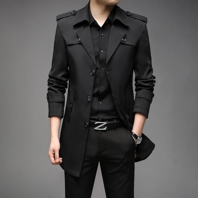 Top Trends: New Spring Men Trench Fashion England Style Long Trench Coats Mens Casual Outerwear Jackets Windbreaker Brand Mens Clothing 2022 Shoppable Styles