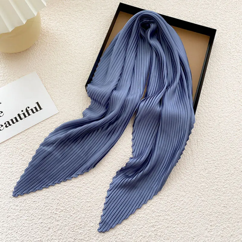 Top Trends: Head Neck Small Pleated Hair Tie Band Women Square Silk Scarf Hair Scarf Neckerchief Solid Color Headscarf Small Scarves Muffler Shoppable Styles - Image 6