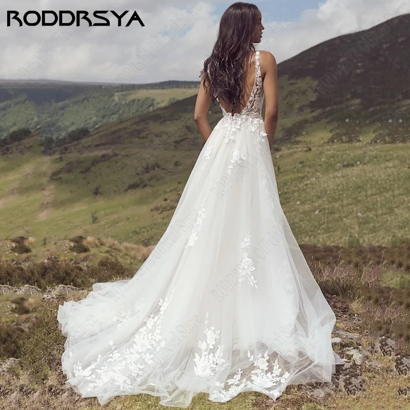 Top Trends: RODDRSYA Romantic Backless Tulle Wedding Dresses Sleeveless Lace Applique Robe De Mariée A Line Boho Bridal Gowns Custom Made Shoppable Styles - Image 5