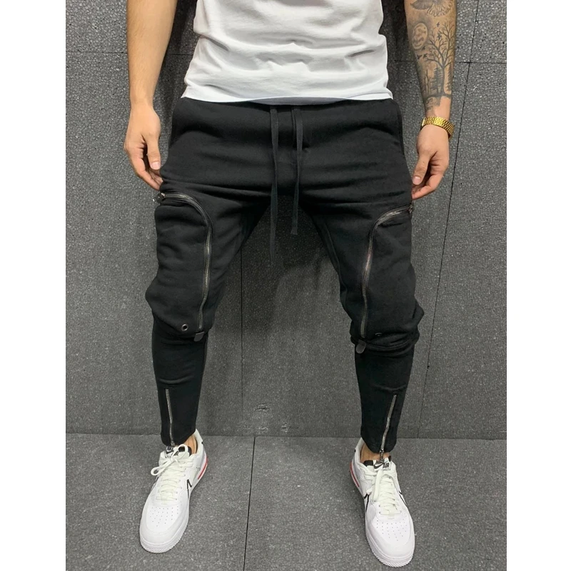 Top Trends: Men Pants Spring Summer Solid Color Zipper Fitness Sports Pants Men's Casual Lace-up Mid-Waist Pencil Pants Pocket Zipper Pants Shoppable Styles