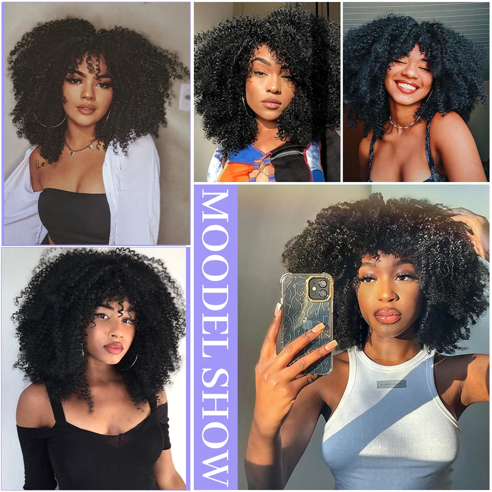 Top Trends: Short Afro Kinky Curly Wigs With Bangs For Black Women Synthetic Ombre Blonde Cosplay Wigs Glueless High Temperature Hair Shoppable Styles - Image 5