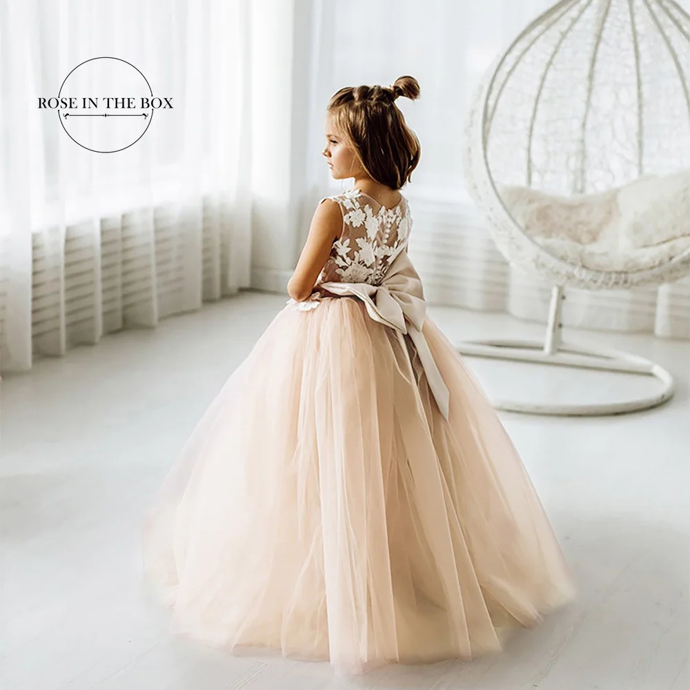 Top Trends: Lovely Kid Lace Ball Gown Flower Girl Dresses 2024 Bow Tie Back Tulle Princess Vestidos Para Niñas Party Dress For Wedding Shoppable Styles