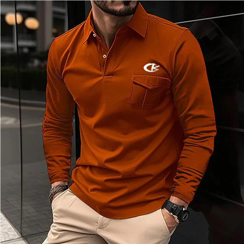 Top Trends: 2023 Autumn / winter New Men's Long Sleeve Casual Solid Color Breathable Lapel Sports Large Size Polo Shirt Men's Top S--3XL Shoppable Styles - Image 2