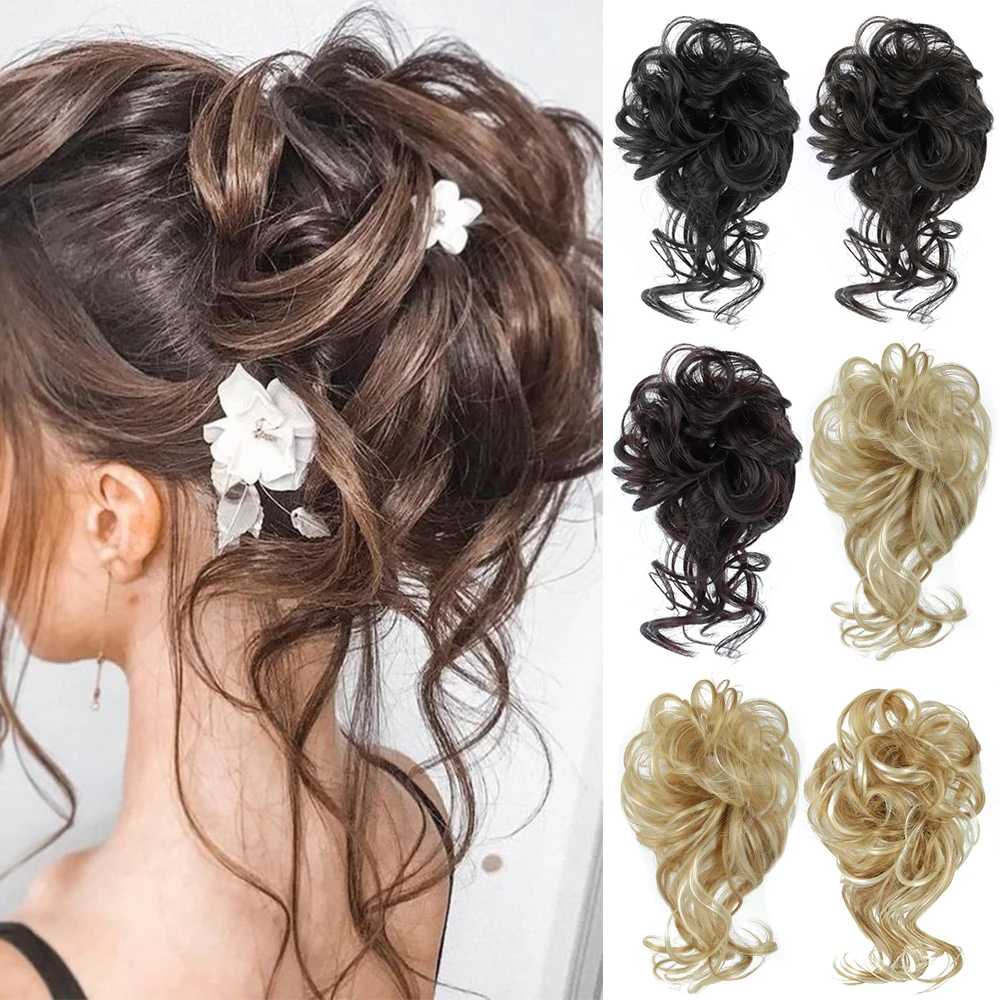 Top Trends: AZIR Synthetic Curly Donut Chignon With Elastic Band Scrunchies Messy Hair Bun Updo Hairpieces Extensions For Women Shoppable Styles