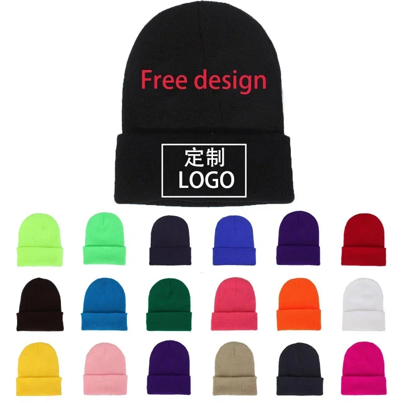 Top Trends: DIY Personalized Design Custom LOGO Autumn And Winter Solid Color Knitted Hat Skull Hat Men&#039;s And Women&#039;s Knitted Hats Shoppable Styles