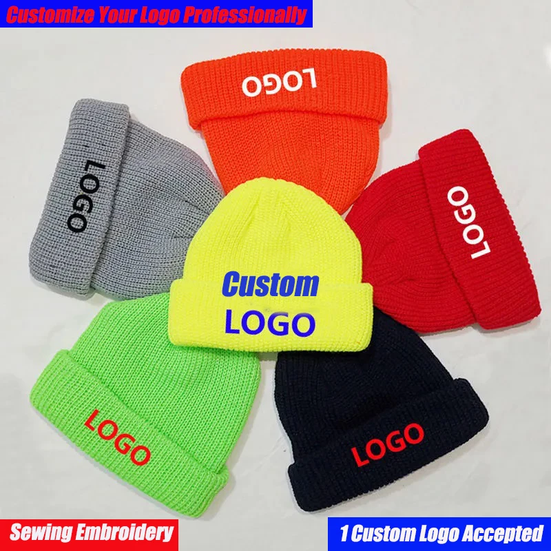 Top Trends: Custom Logo Embroidery Design Beanies DIY Company Team Logo Stretchy Knit Hats Winter Warm Hats Men Women Hats Shoppable Styles