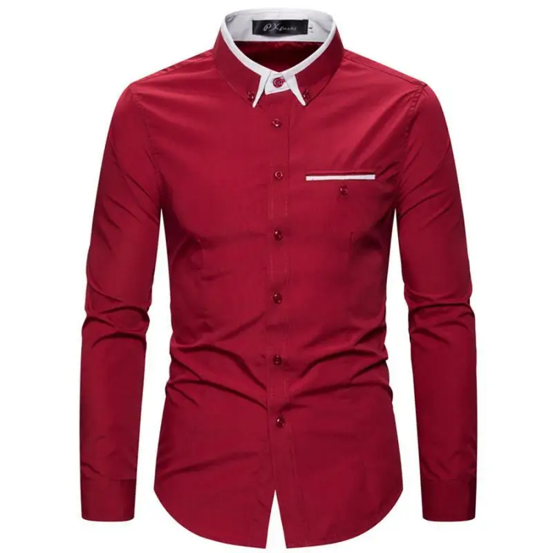 Top Trends: 2023 New Spring And Autumn Fashion Simple Double Layer Collar Long Sleeve Slim Fit Solid Color Casual Men's Versatile Shirt Shoppable Styles