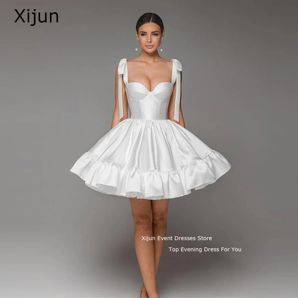 Top Trends: Xijun Simple White Short Prom Dresses Sweetheart A-Line Evening Dresses Homecoming Dresses Pleats Party Gowns 2023 Bow Elegant Shoppable Styles