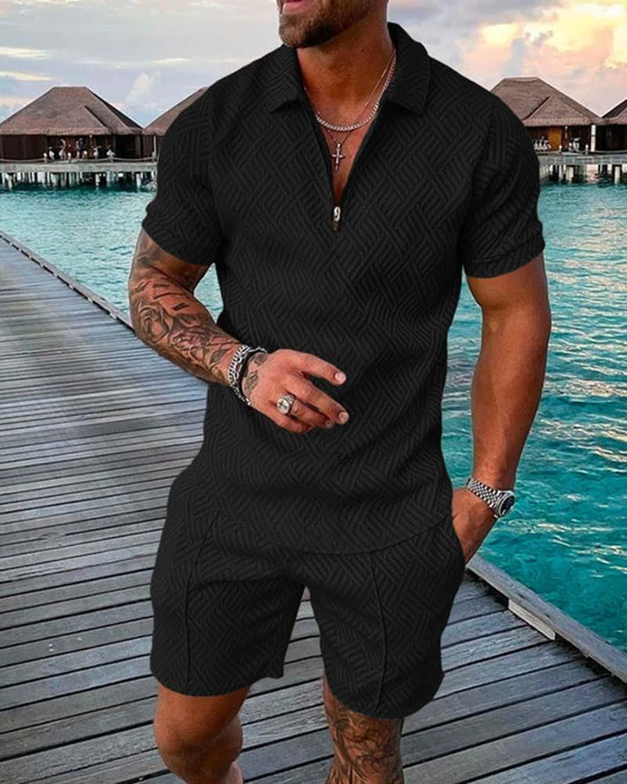 Top Trends: Summer Brand Tracksuit Solid Color Male Shorts Suit Polo Shirt Set Daily Casual Beach Clothing 3D Printed Fashion Slim Fit Mens Shoppable Styles