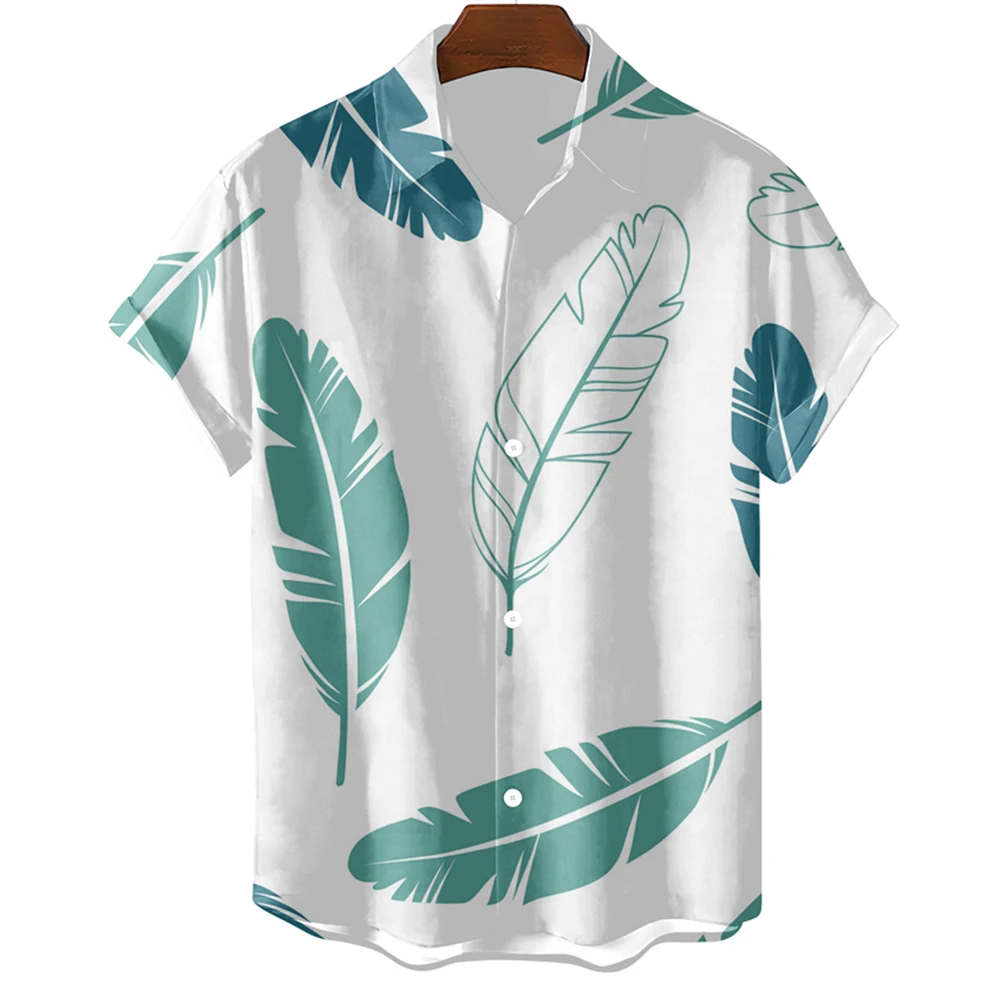 Top Trends: Fashion Mens Hawaiian Shirts Feather Graphic Sleeve Oversized Apparel Tops Short Casual Seaside Summer Clothing HOLIDAY Harajuku Shoppable Styles