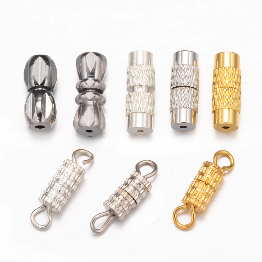 Top Trends: 20pcs 4x12mm Cylinder Fasteners Buckles Closed Beading End Screw Clasps For DIY Jewelry Making Bracelet Necklace Connector Charm Shoppable Styles