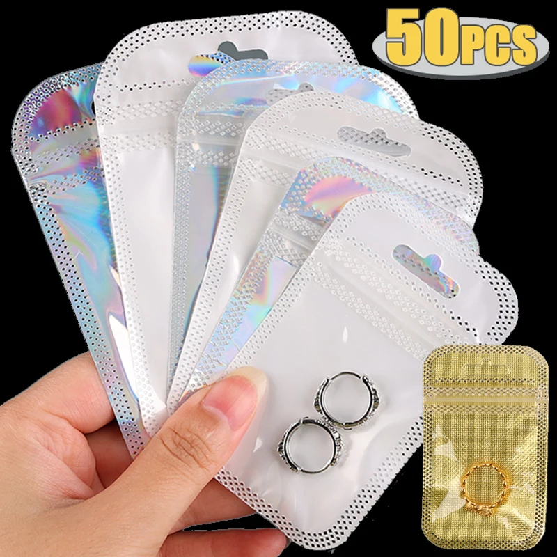 Top Trends: 50pcs Transparent Self Sealing Bags Hang Pouch Thicken OPP Bags For DIY Jewelry Retail Display Packaging Storage Zipper Bag Shoppable Styles