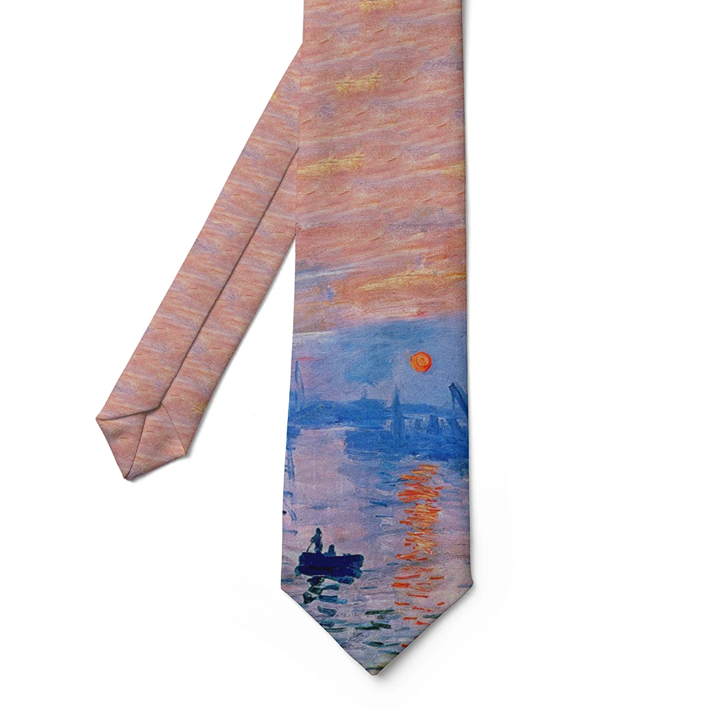 Top Trends: World Oil Painting Men's 8cm Necktie High Quality Polyester Slim Fit Matching Women's Tie Business Party Wedding Gentleman's Tie Shoppable Styles - Image 4