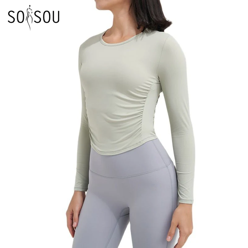 Top Trends: SOISOU Nylon Women Tops Gym Yoga Shirts Sportswear Tight Elastic Breathable Comfortable Sports Top Yoga Wear Womens Clothing Shoppable Styles