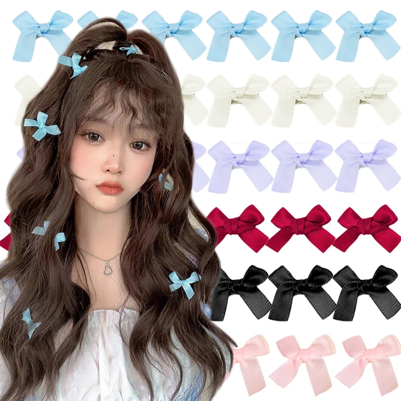 Top Trends: 8PcsSet New Bowknot Hair Clips Sweet Ribbon Bow Hairpins Fashion Korean Girls Mini Grabs Clips Female Headwear Hair Accessories Shoppable Styles